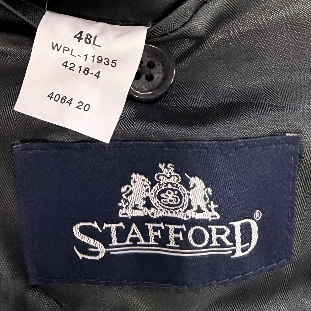 Stafford 100% Wool Charcoal Pinstripe 2 Piece Suit Jacket 48L Pants 36x32 Mens - Picture 5 of 16